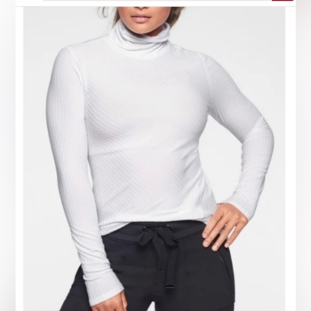 White Athleta Essence Ribbed Turtle Neck White Size S